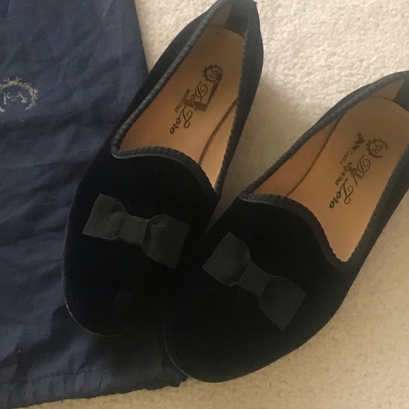 [Del Toro] black velvet shoes with bow tie - Picture 2 of 6